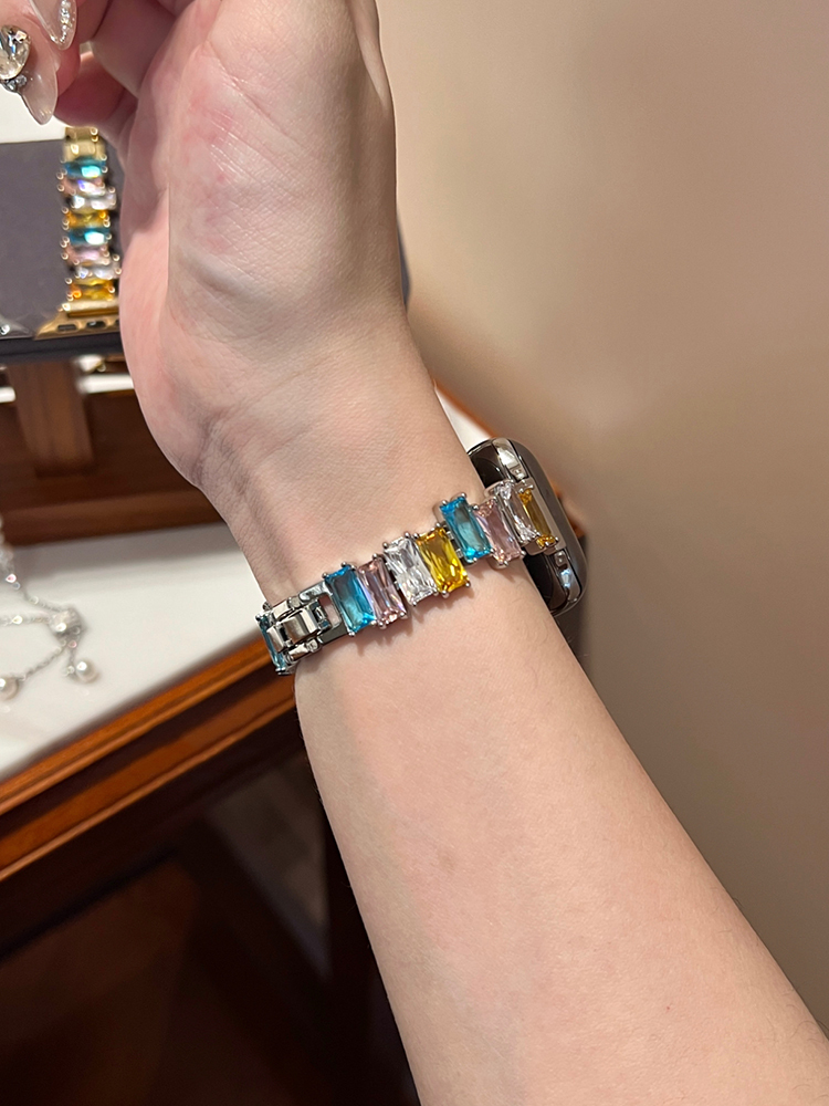 Irregular Colored Zircon Stainless Steel Band