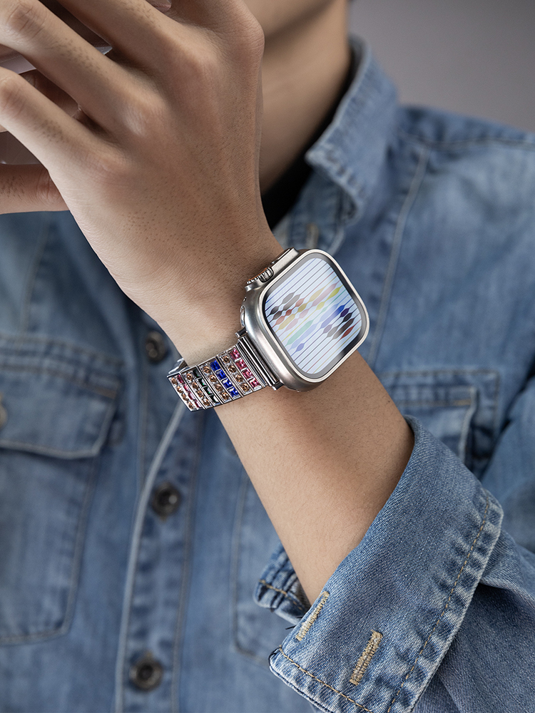 Starry Sky Colored Diamond Stainless Steel Band