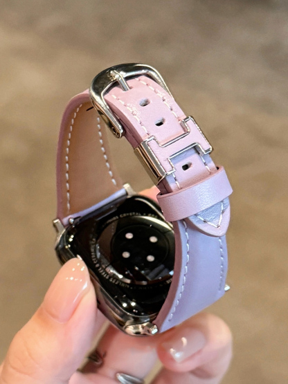 H Ring Curve Leather Band for Apple Watch