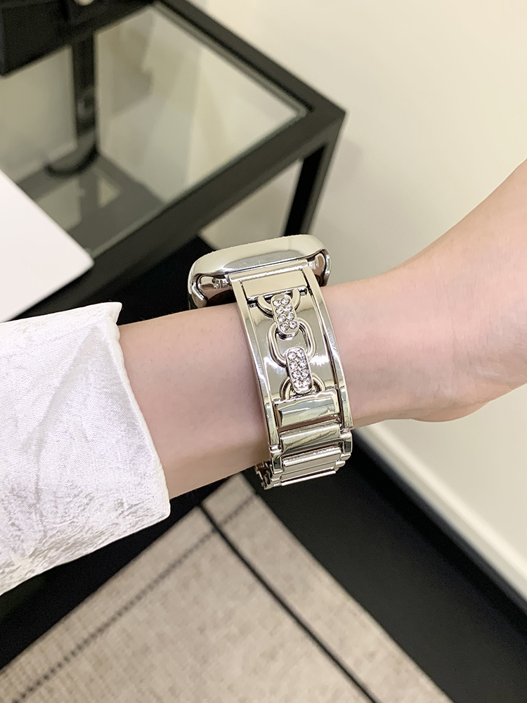 Double-Loop Diamond-Set Metal Band for Apple Watch