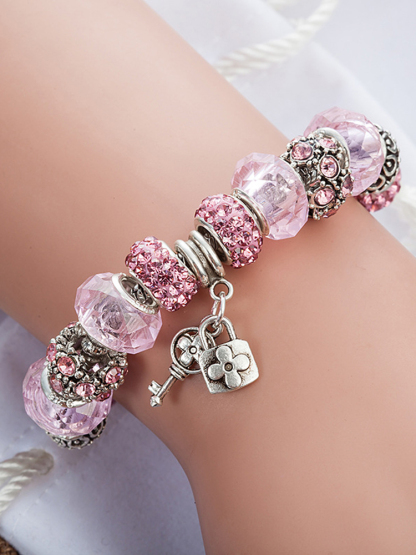 Keys and Locks Beaded Bracelet Stainless Steel Band