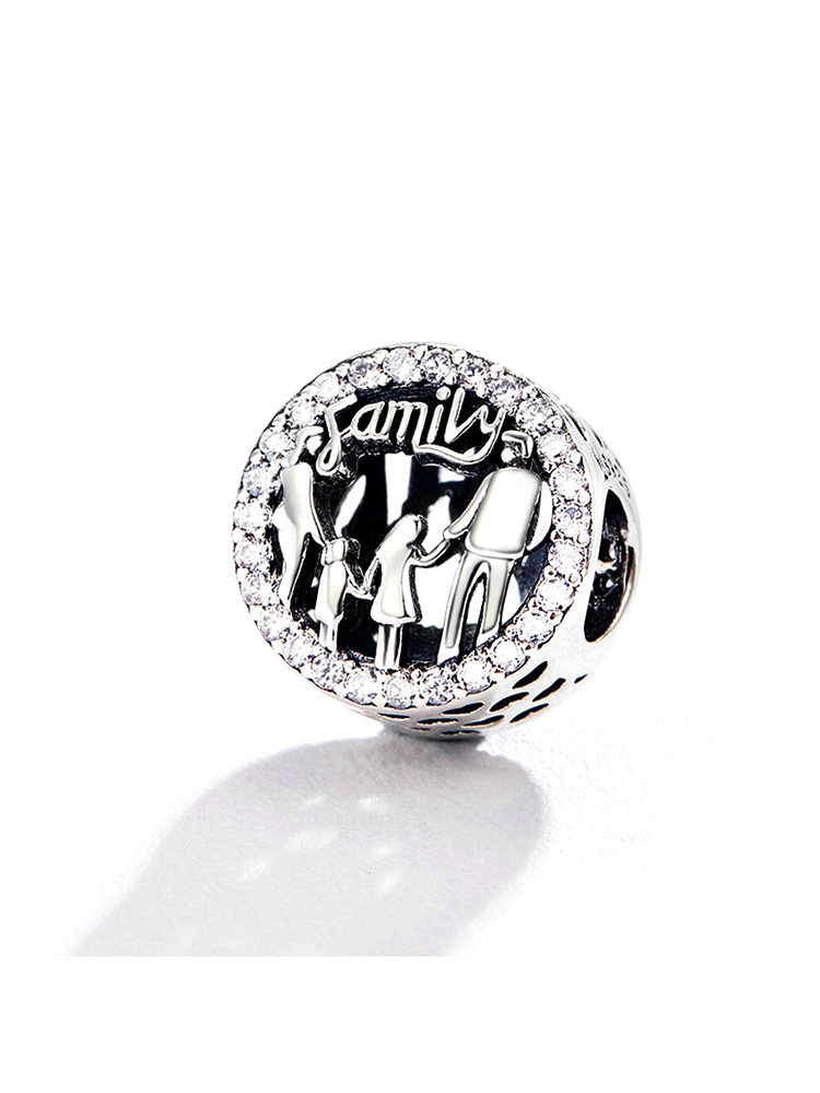 Family of Four Engraved 925 Sterling Silver Beads