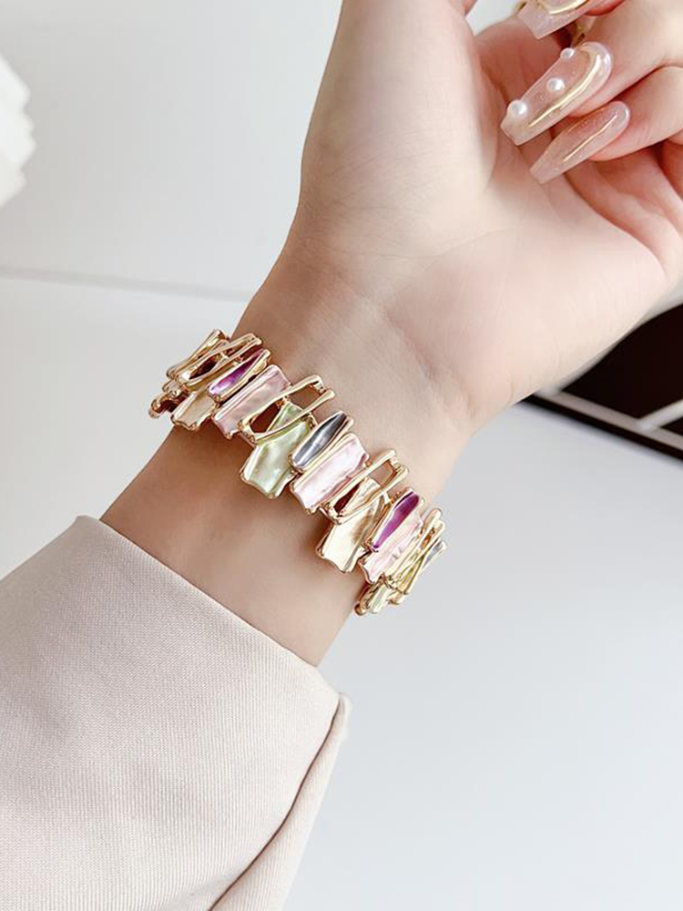 Irregular Geometric Stitching Stainless Steel Band