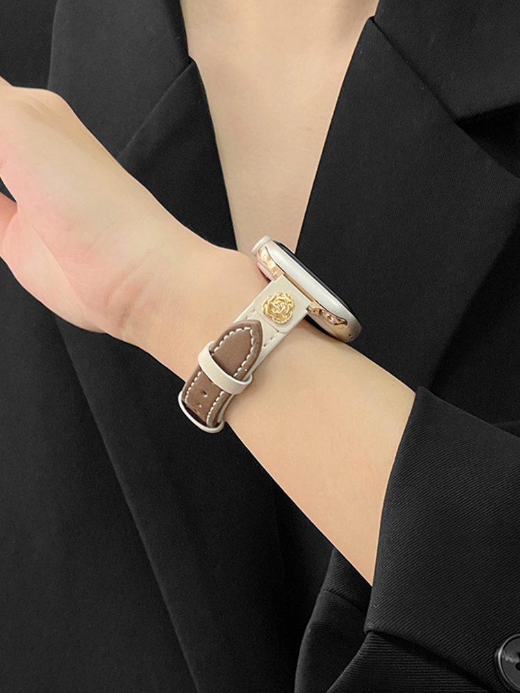 Camellia Rivet Slim Leather Band