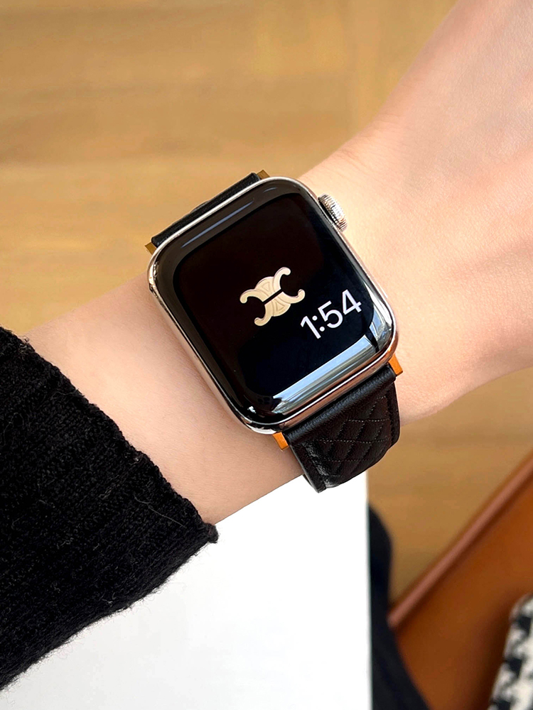 Double C Diamond Check Leather Band