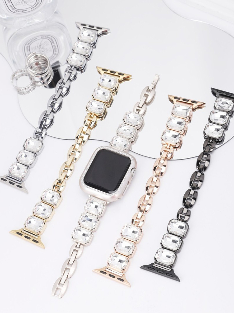 Square Zircon Stainless Steel Band