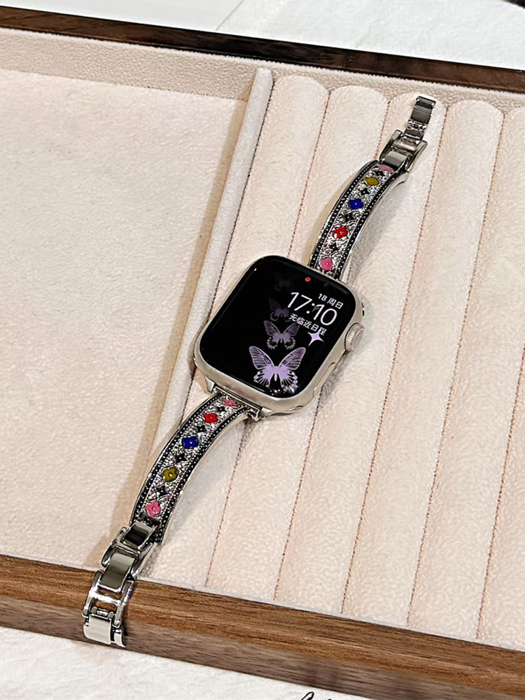 Colored Retro Pattern Bracelet Stainless Steel Band