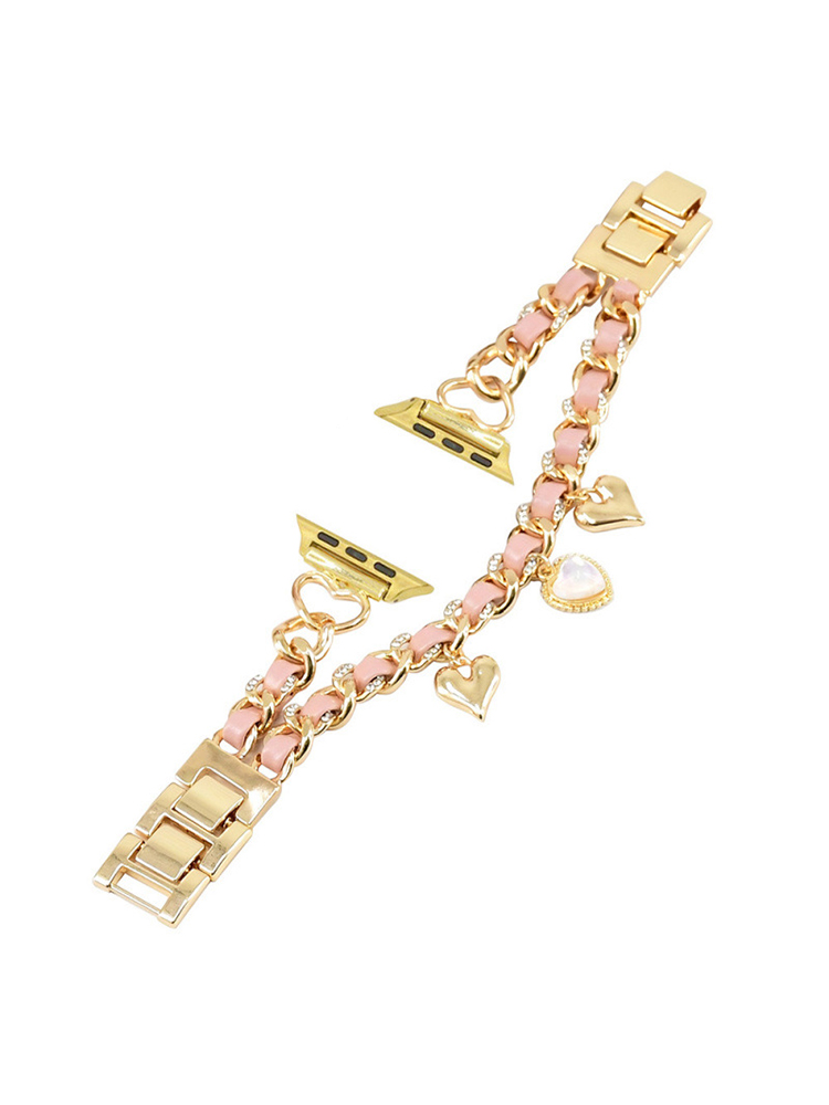 Love Pendant Leather Chain Stainless Steel Band