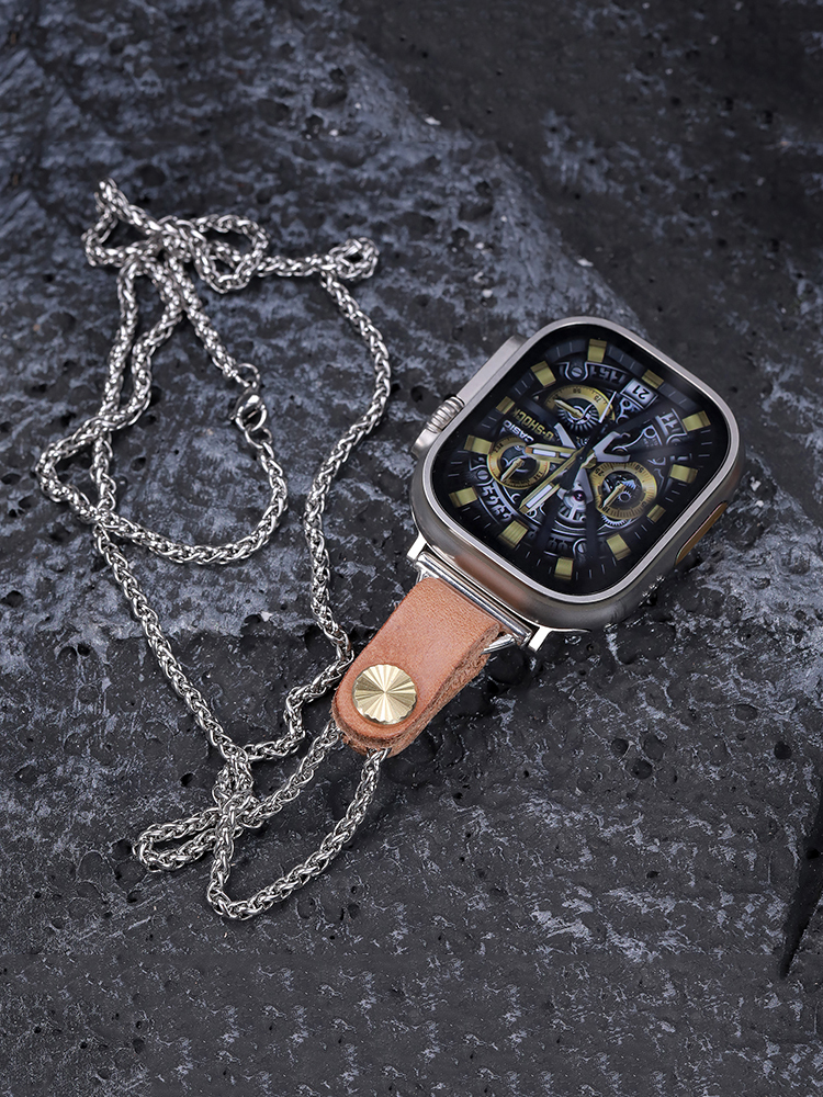 Apple Watch Leather Connector Titanium Steel Necklace