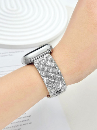 Full Diamond Diamond Pattern Bracelet Stainless Steel Band