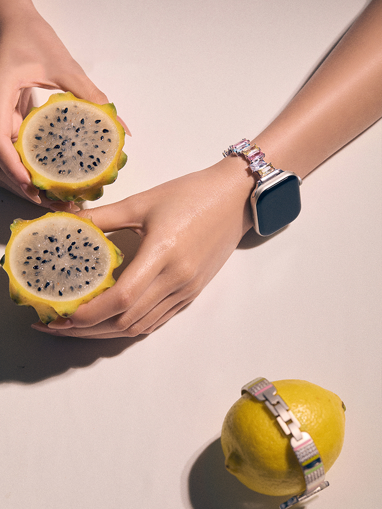 Irregular Colored Zircon Stainless Steel Band