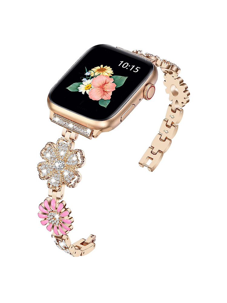Diamond-studded Sparkling Flowers Metal Band for Apple Watch
