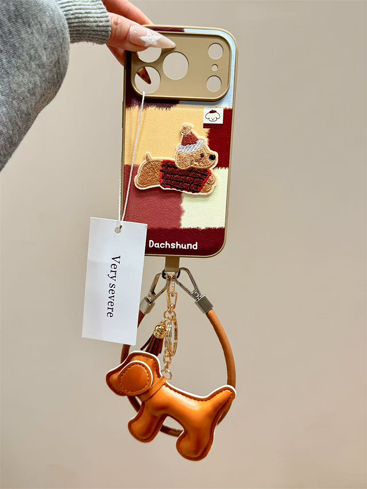 Dachshund Color Plaid Wrist Strap Case for iPhone