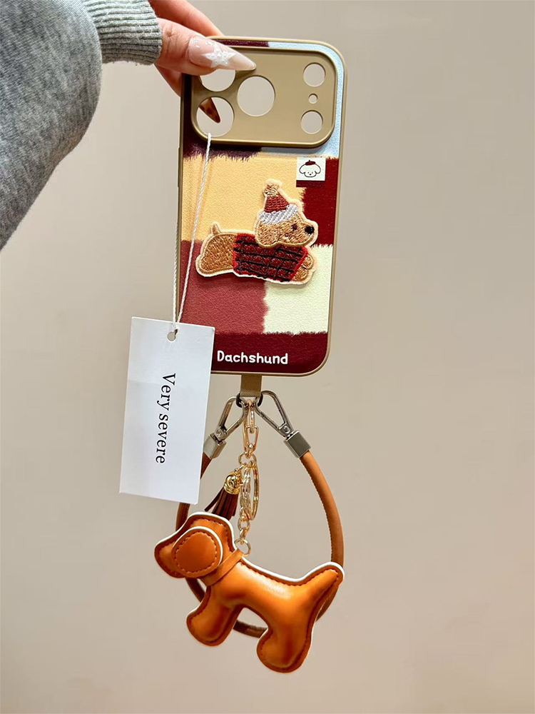 Dachshund Color Plaid Wrist Strap Case for iPhone
