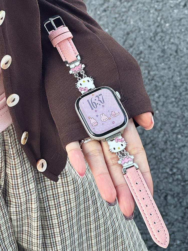 Kitty Connector Buckle Leather Band for Apple Watch