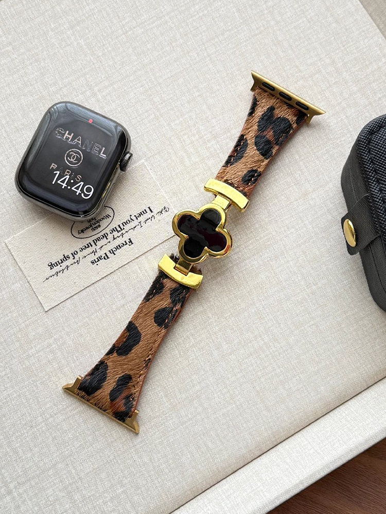 Clover Magnetic Leopard Leather Band for Apple Watch