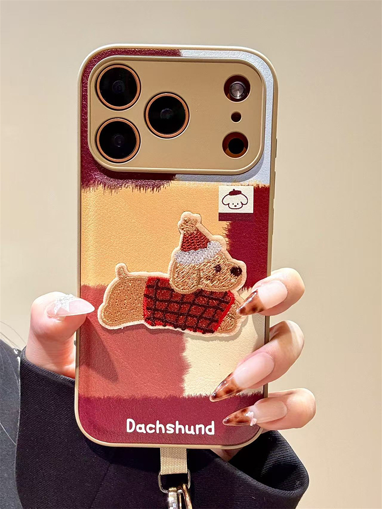 Dachshund Color Plaid Wrist Strap Case for iPhone