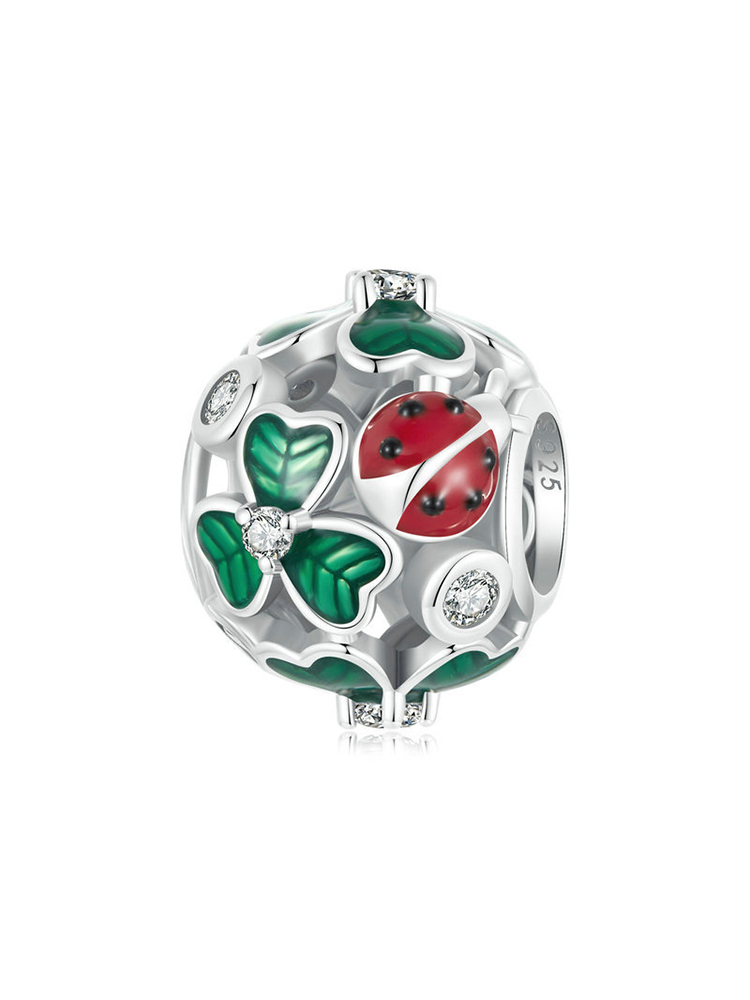 Four-leaf Clover and ladybug 925 Sterling Silver Beads