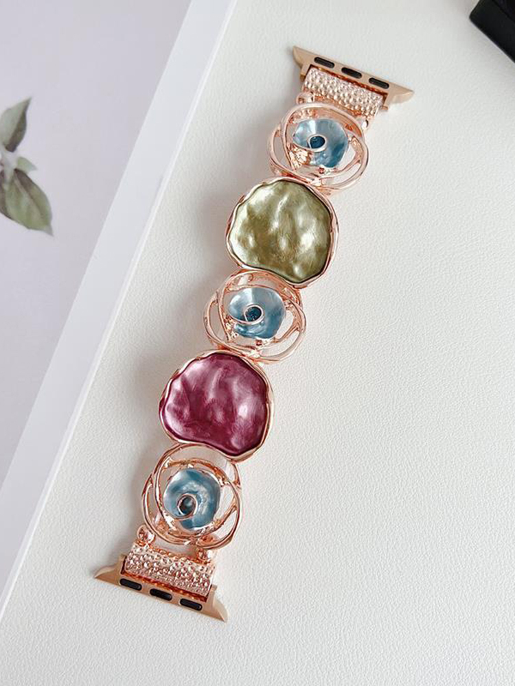 Rose Hollow Stitching Stainless Steel Band