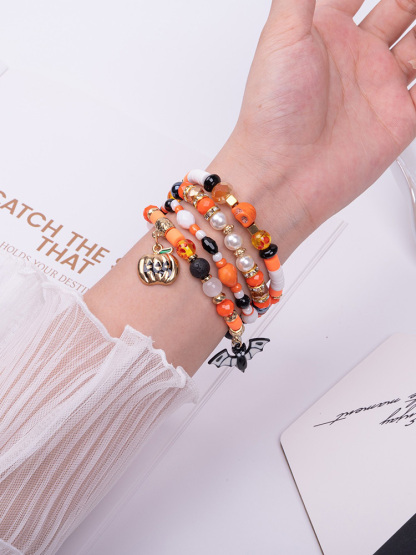 Halloween Four-Row Beaded Woven Band
