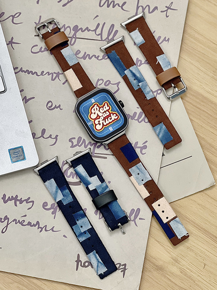 Colorblock Denim Leather Band