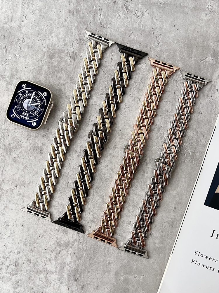 H Letter Two-color Mixed Stitching Stainless Steel Band