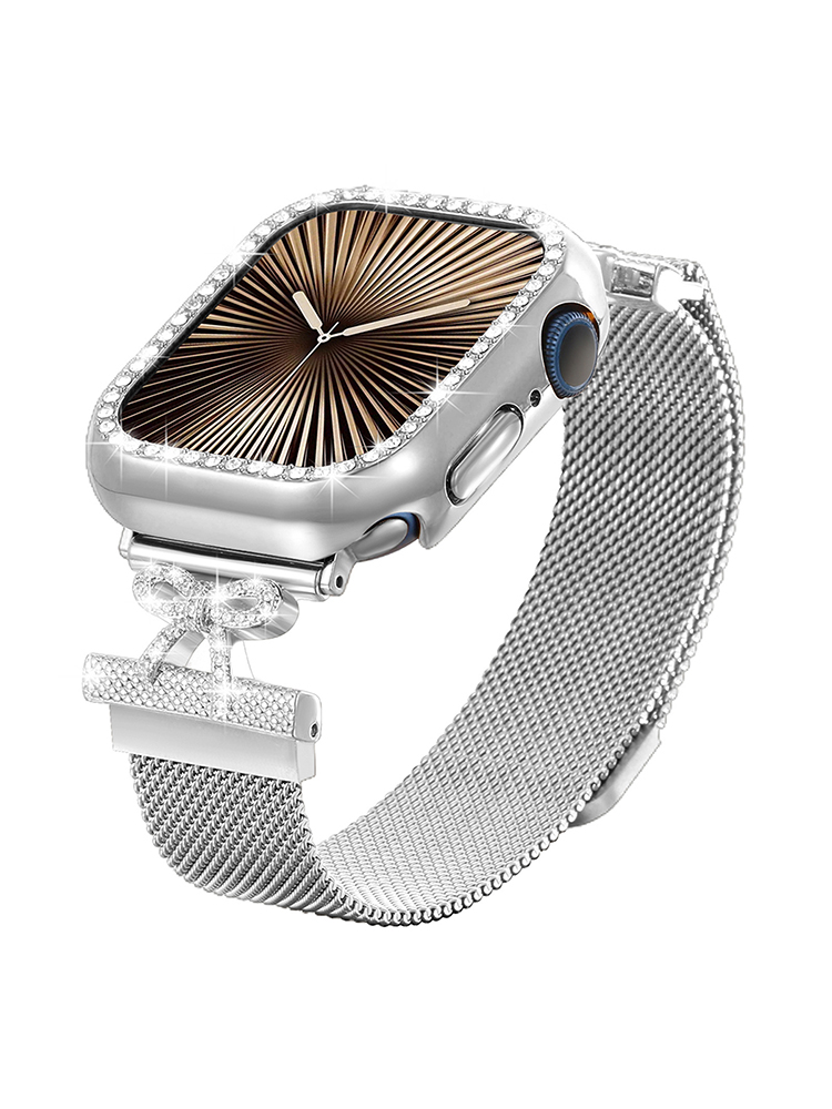 Diamond-studded Buckle Milanese Stainless Steel Apple Watch Band - Tatanband