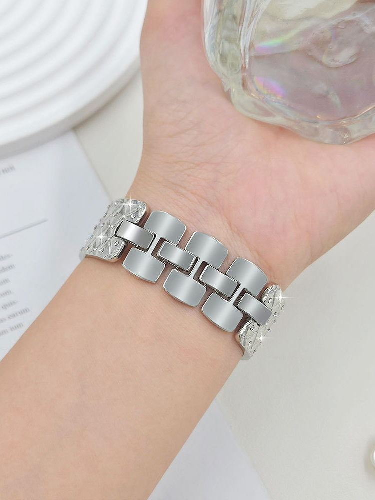 Full Diamond Diamond Pattern Bracelet Stainless Steel Band