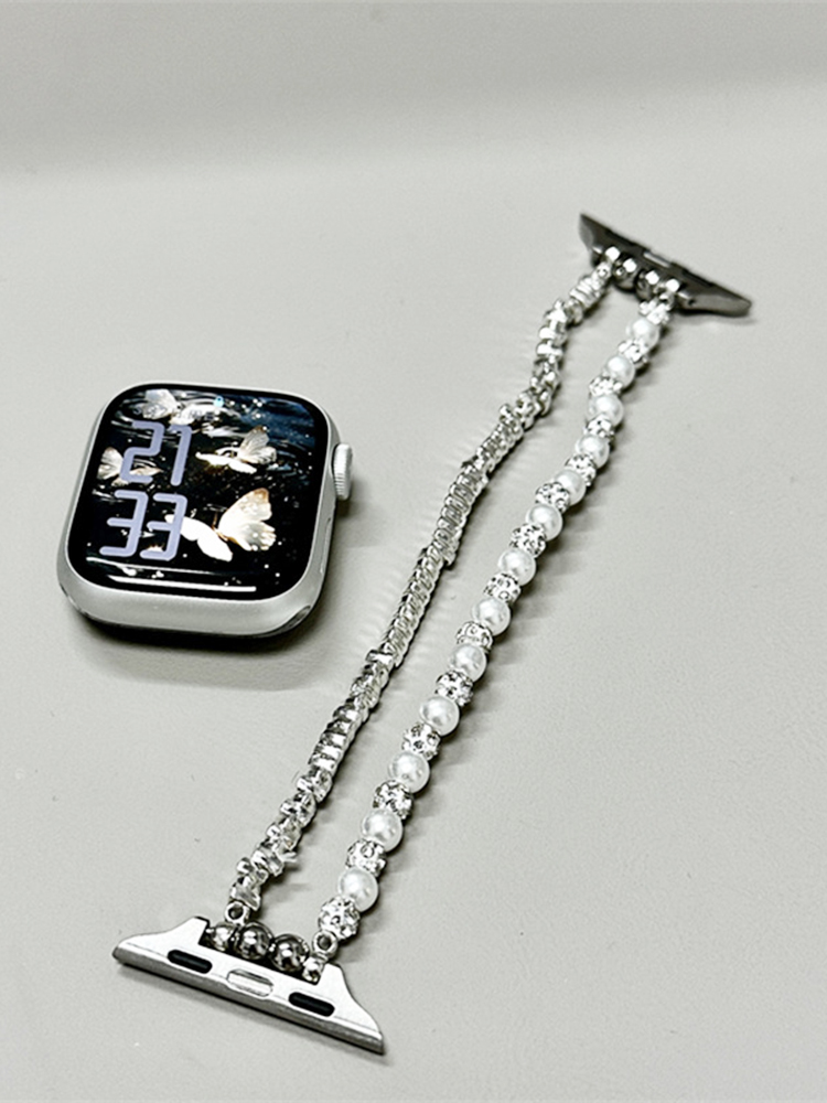 Mini Metal Blocks with Pearls Stainless Steel Band