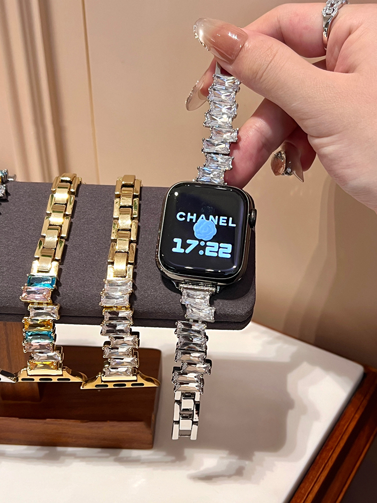 Irregular Colored Zircon Stainless Steel Band