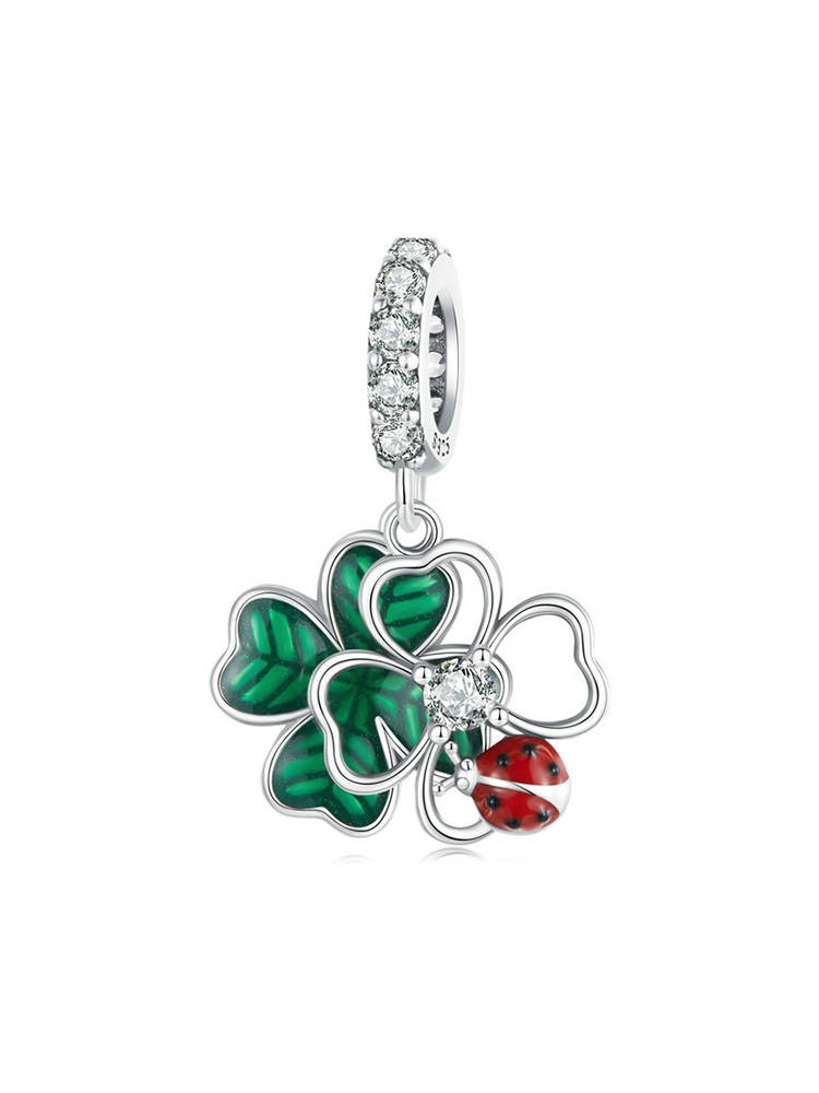 Four-leaf Clover and ladybug 925 Sterling Silver Beads