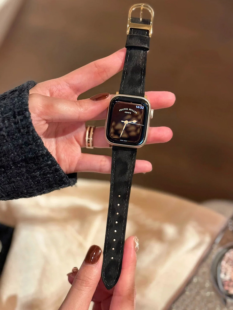 D Buckle Leopard Leather Band for Apple Watch