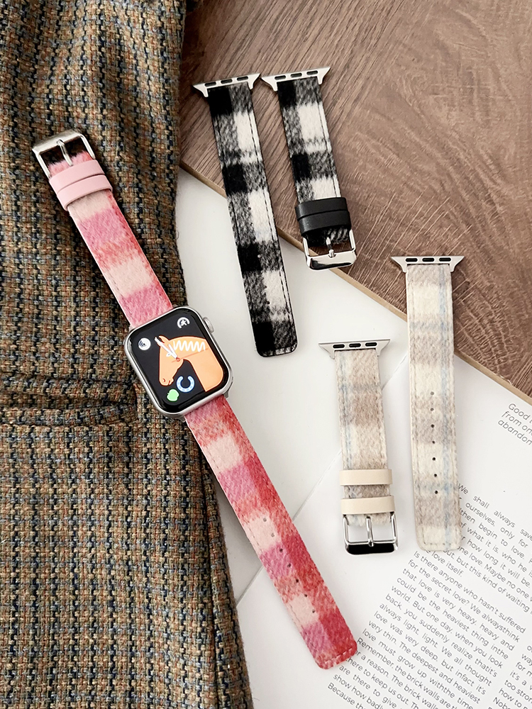 Checked Plush Leather Band