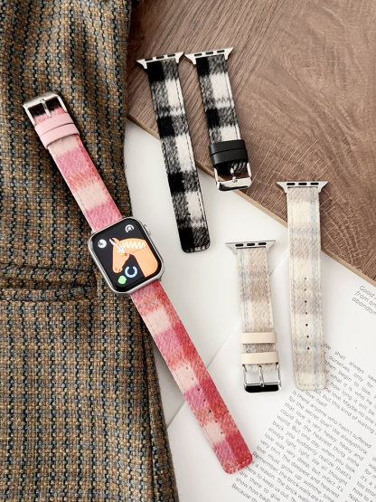 Checked Plush Leather Band