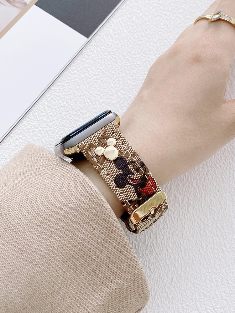 Mickey Rivet Print Leather Band