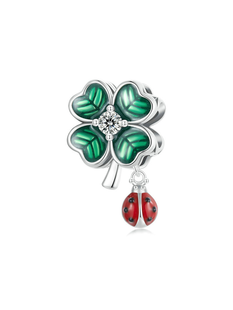 Four-leaf Clover and ladybug 925 Sterling Silver Beads - Tatanband