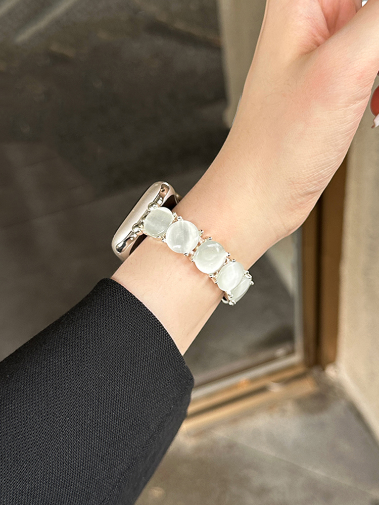 Ice-clear Natural Stone Stainless Steel Band