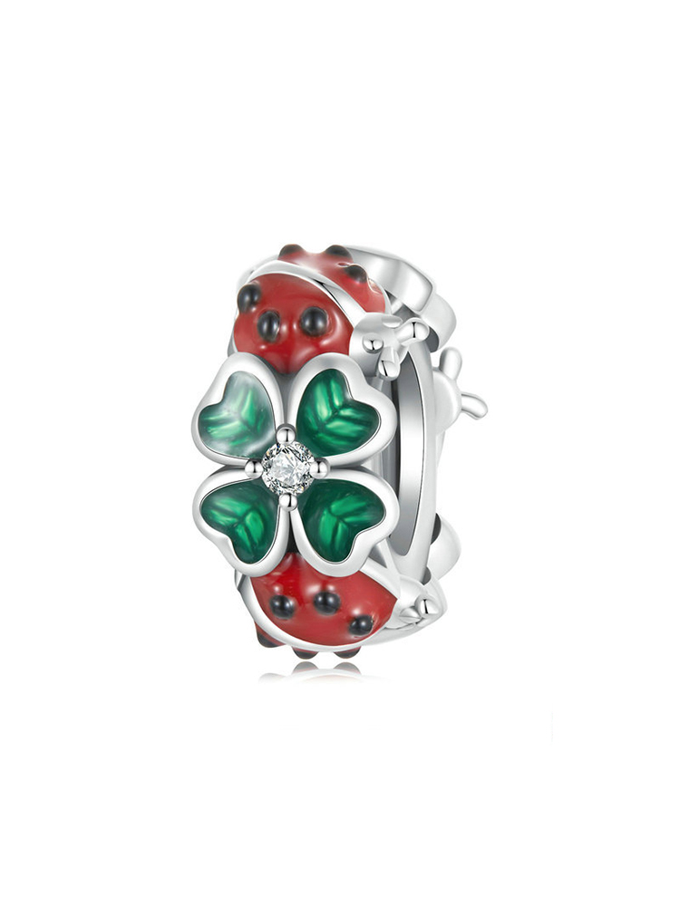 Four-leaf Clover and ladybug 925 Sterling Silver Beads