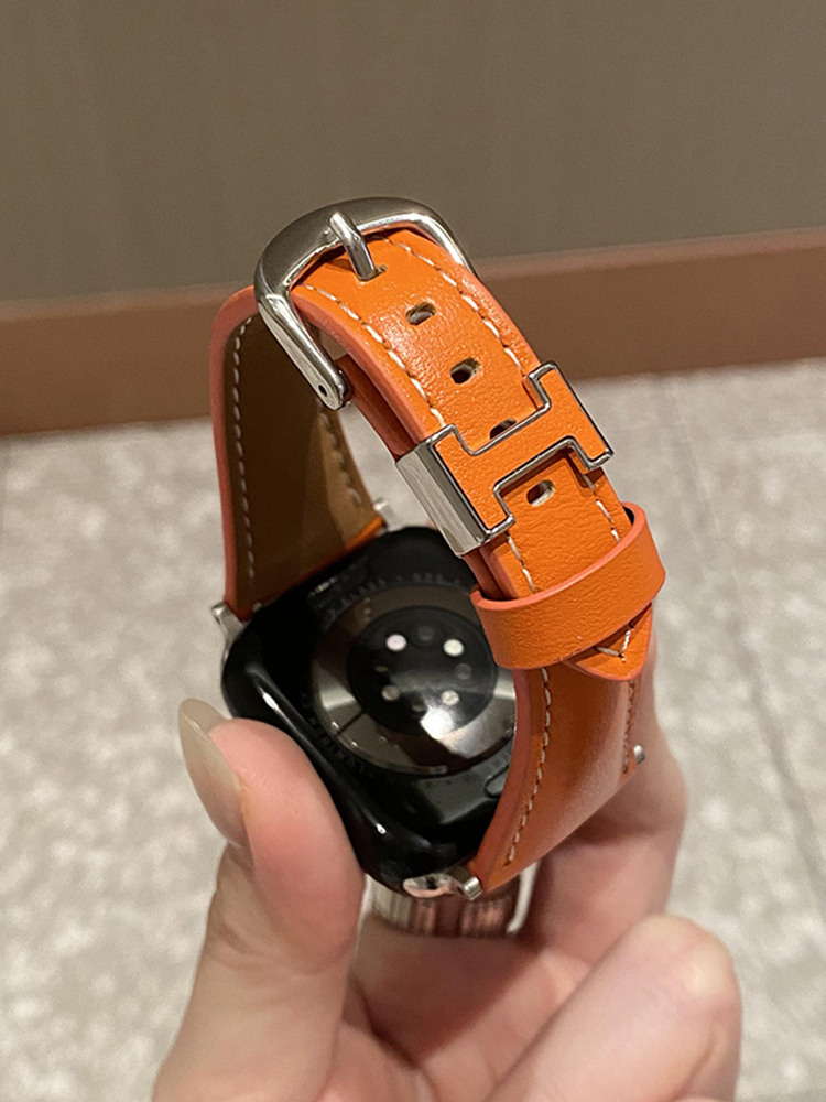 H Ring Curve Leather Band for Apple Watch