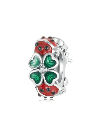 Four-leaf Clover and ladybug 925 Sterling Silver Beads