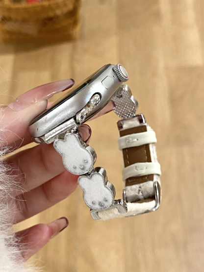 Easter Series Bunny Plush Leather Band for Apple Watch