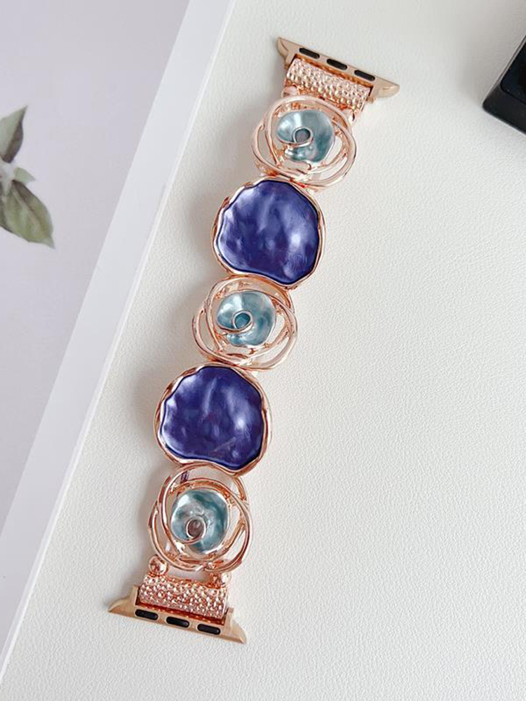 Rose Hollow Stitching Stainless Steel Band