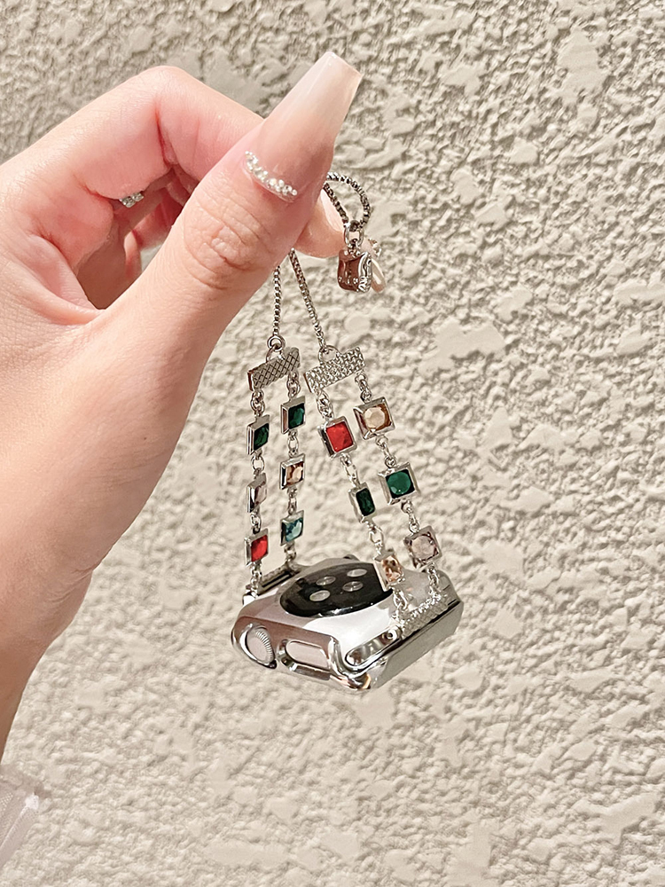 Colorful Square Zircon Stainless Steel Band