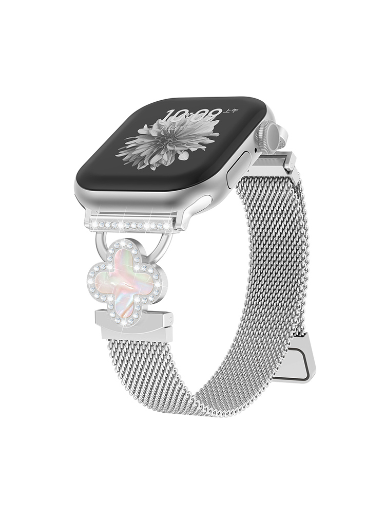 Diamond-studded Buckle Milanese Stainless Steel Apple Watch Band - Tatanband