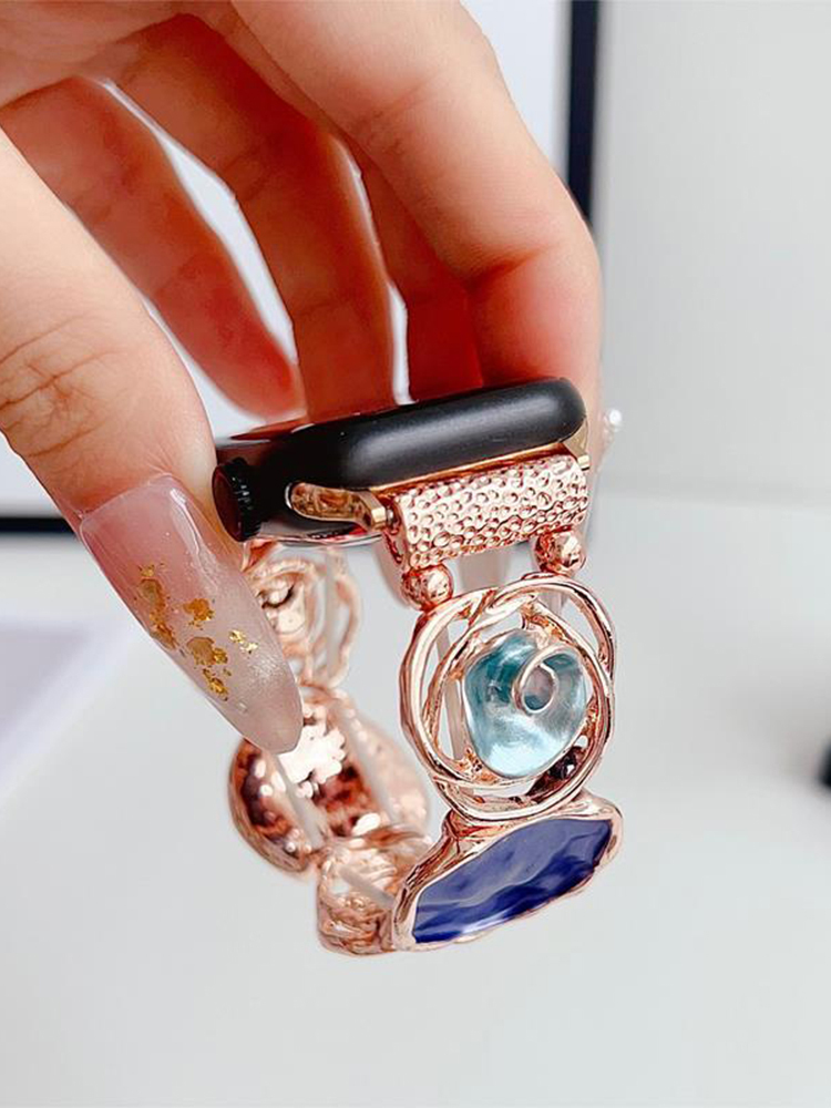 Rose Hollow Stitching Stainless Steel Band