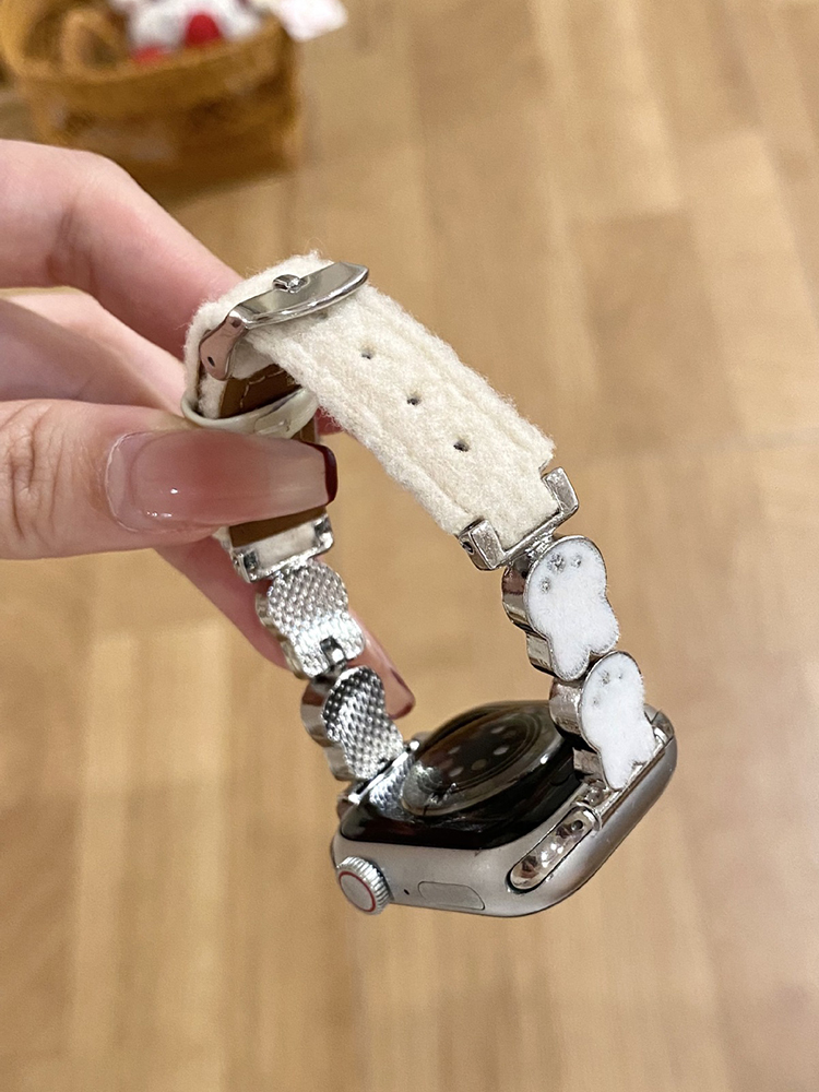 Easter Series Bunny Plush Leather Band for Apple Watch