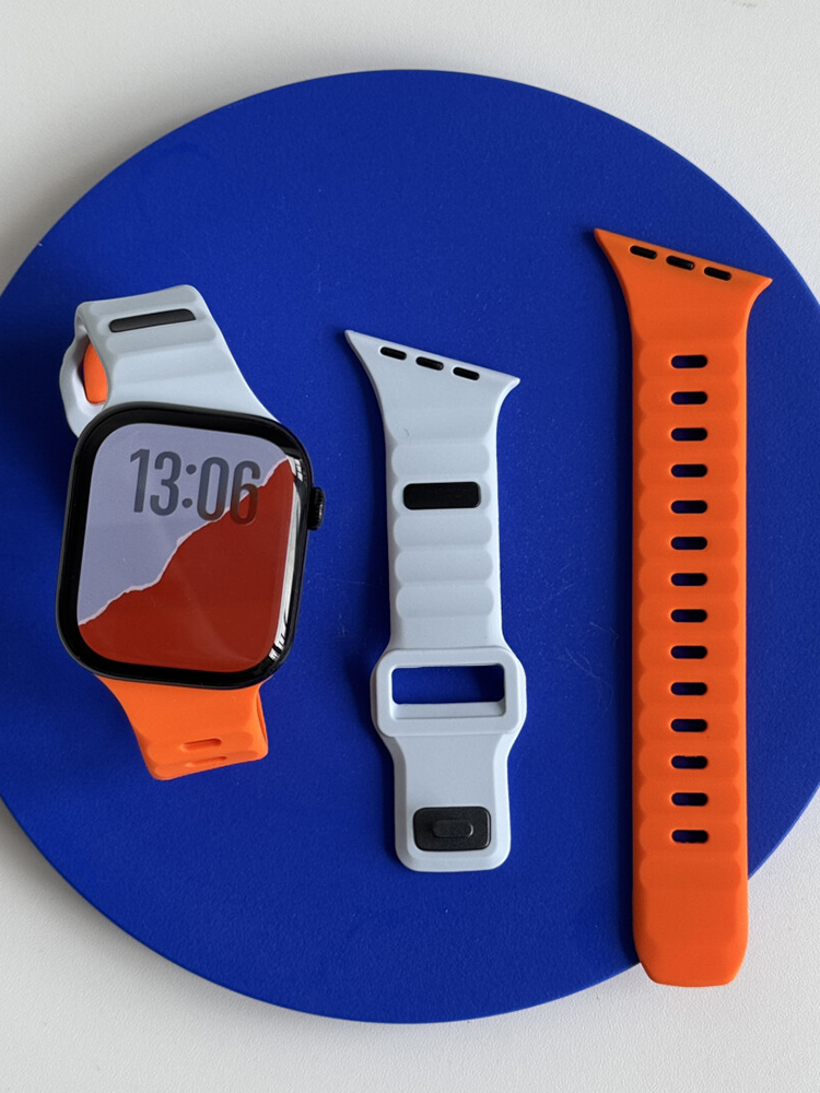 Creative Beveled-Edge Premium Fluoroelastomer Sports Watch Band For Apple Watch