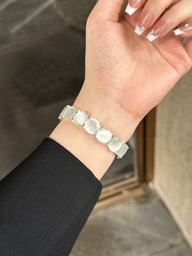 Ice-clear Natural Stone Stainless Steel Band