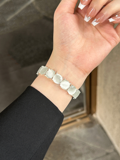 Ice-clear Natural Stone Stainless Steel Band