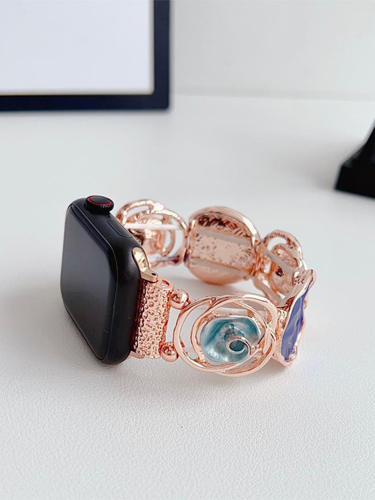 Rose Hollow Stitching Stainless Steel Band